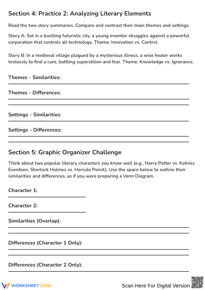 Compare and Contrast Reading Skills Worksheet - Page 2