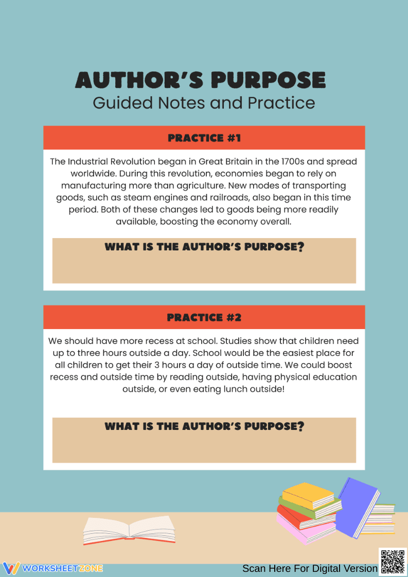 Author’s Purpose Practice Worksheet for Reading Skills - Page 2