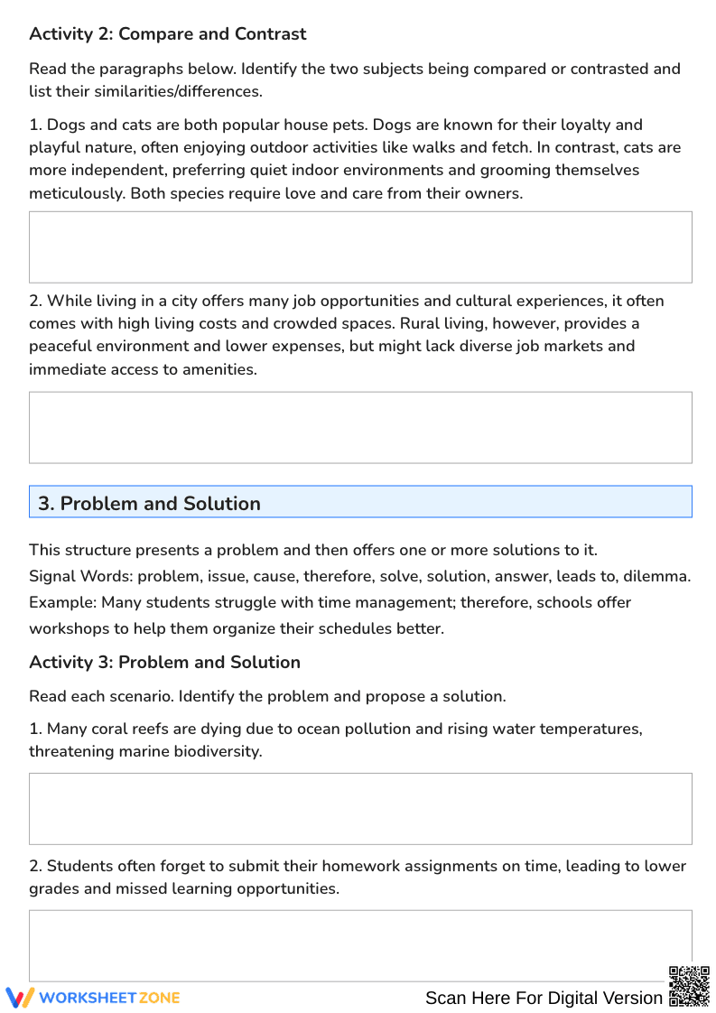 Identifying Common Text Structures Worksheet - Page 2