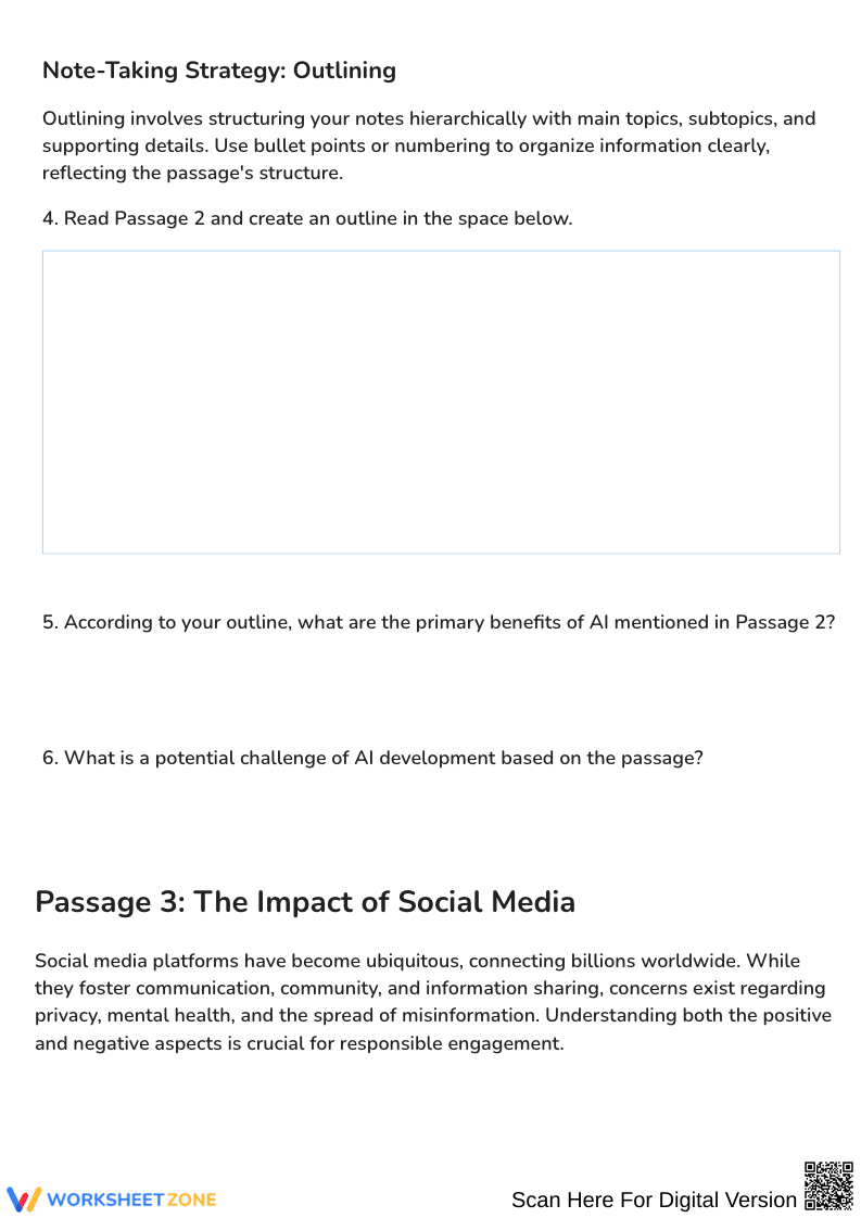 Reading Passages and Note-Taking Worksheet - Page 2