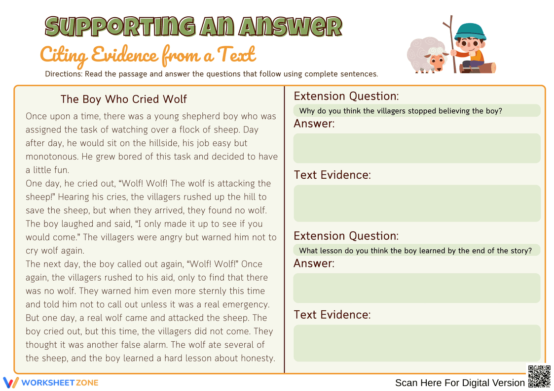 Citing Evidence from a Text: The Boy Who Cried Wolf - Page 2