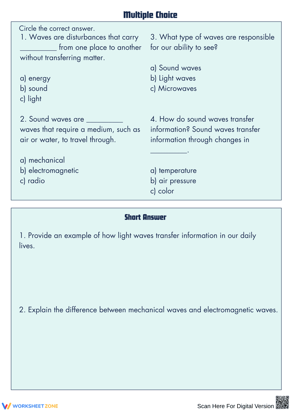 Understanding Waves: Matching, Fill in the Blank & More - Page 2