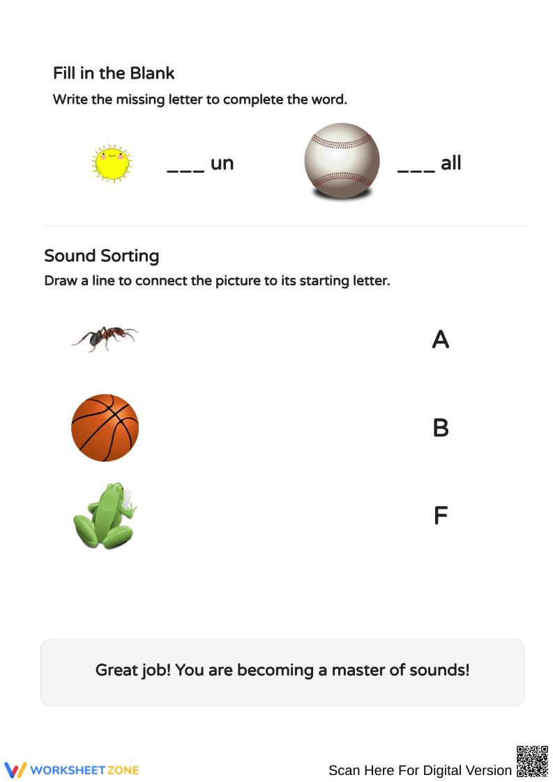 Beginning Sounds Phonics Practice - Page 2