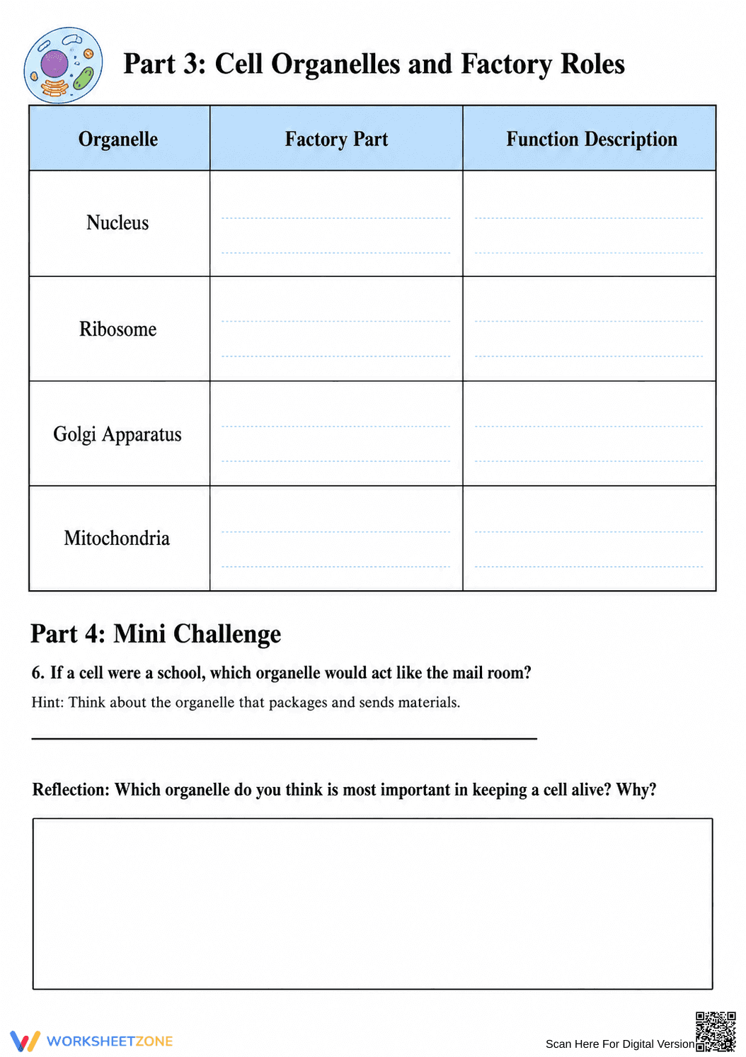 Essential Cell Organelles Worksheet | Grade 5-6 Science - Page 2