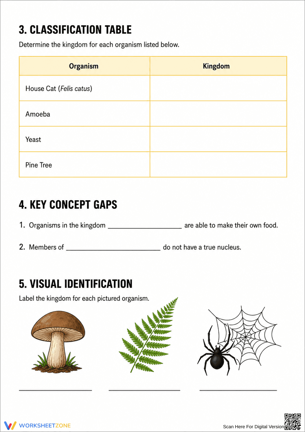 Printable Kingdom Classification Worksheet | Grades 6-8 - Page 2