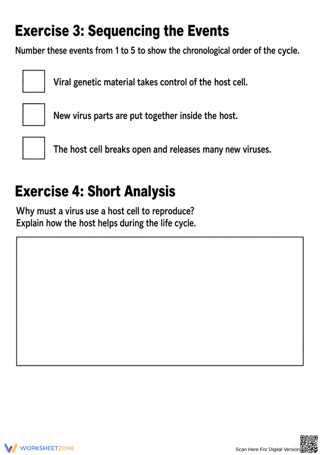Printable Virus Life Cycle Worksheet | Grades 7-10 - Page 2