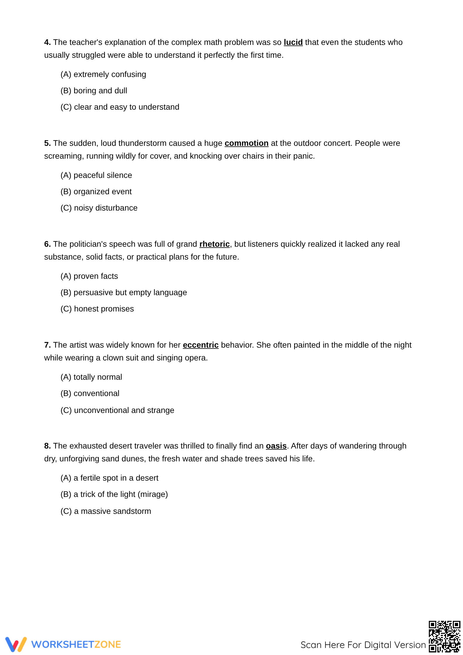 Defining Words: Context Clues - Part 3 Worksheet - Page 2