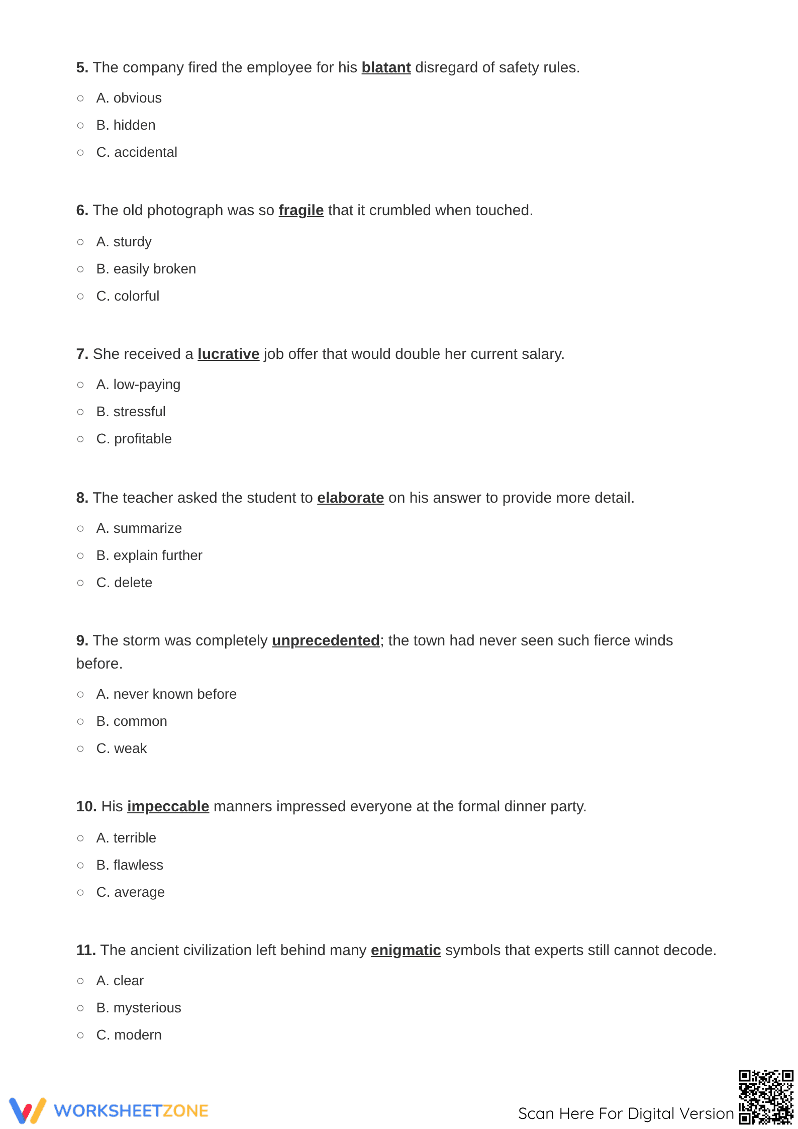 Defining Words: Understanding with Context Clues - Part 3 Worksheet - Page 2