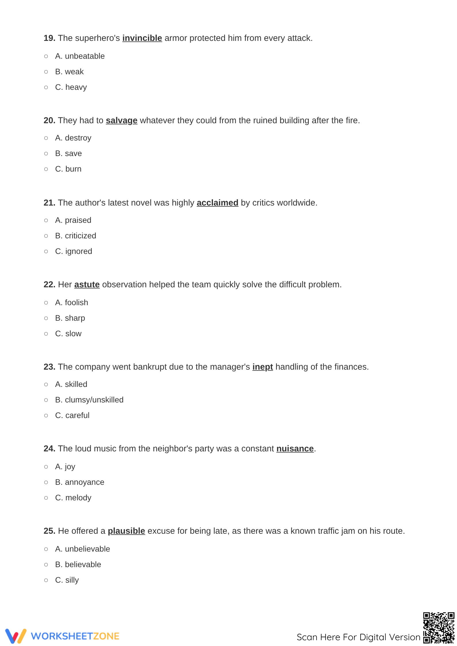 Defining Words: Understanding with Context Clues - Part 3 Worksheet - Page 4