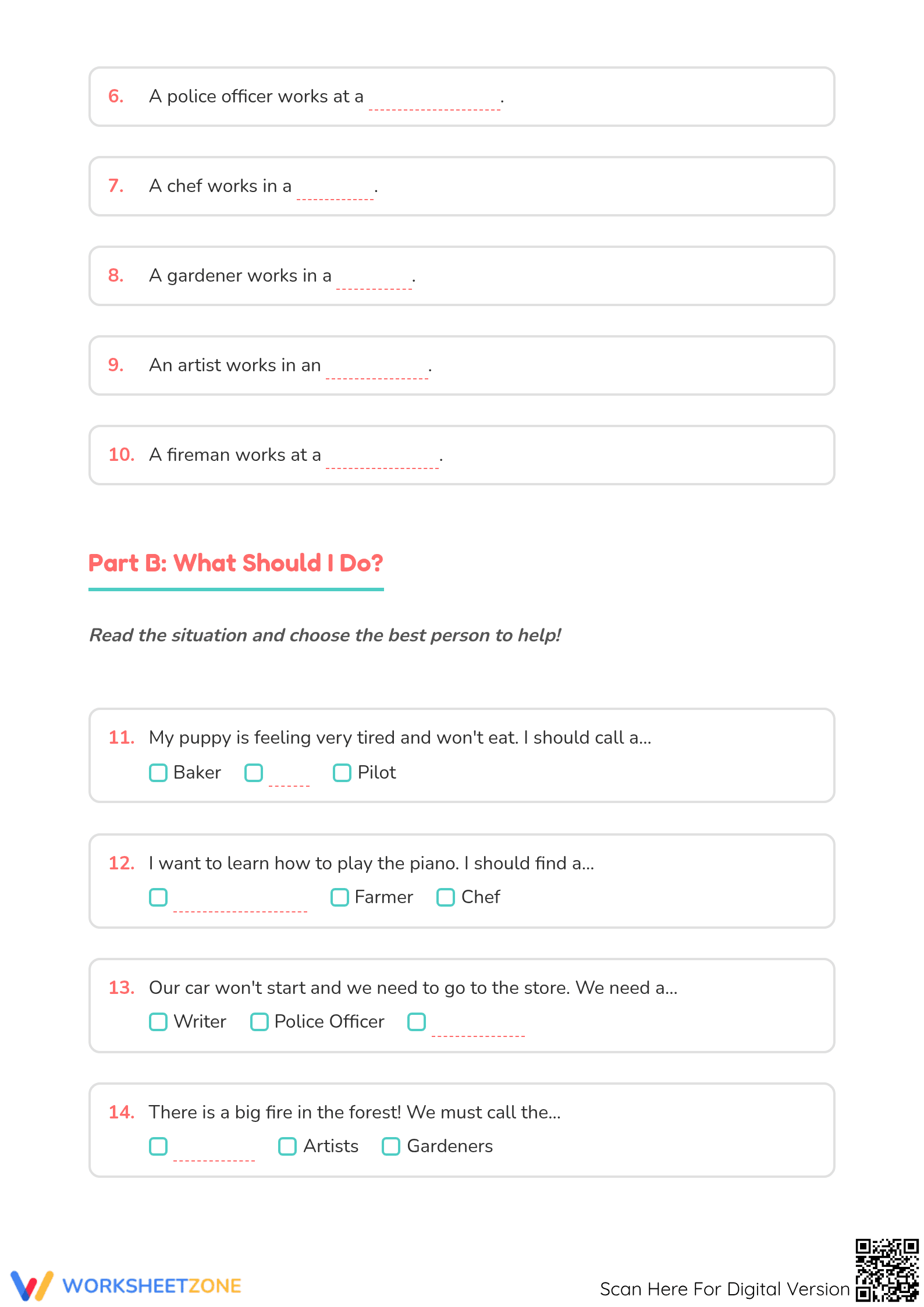 Exploring Different Jobs Part 3: Workplaces and Responsibilities Worksheet - Page 2