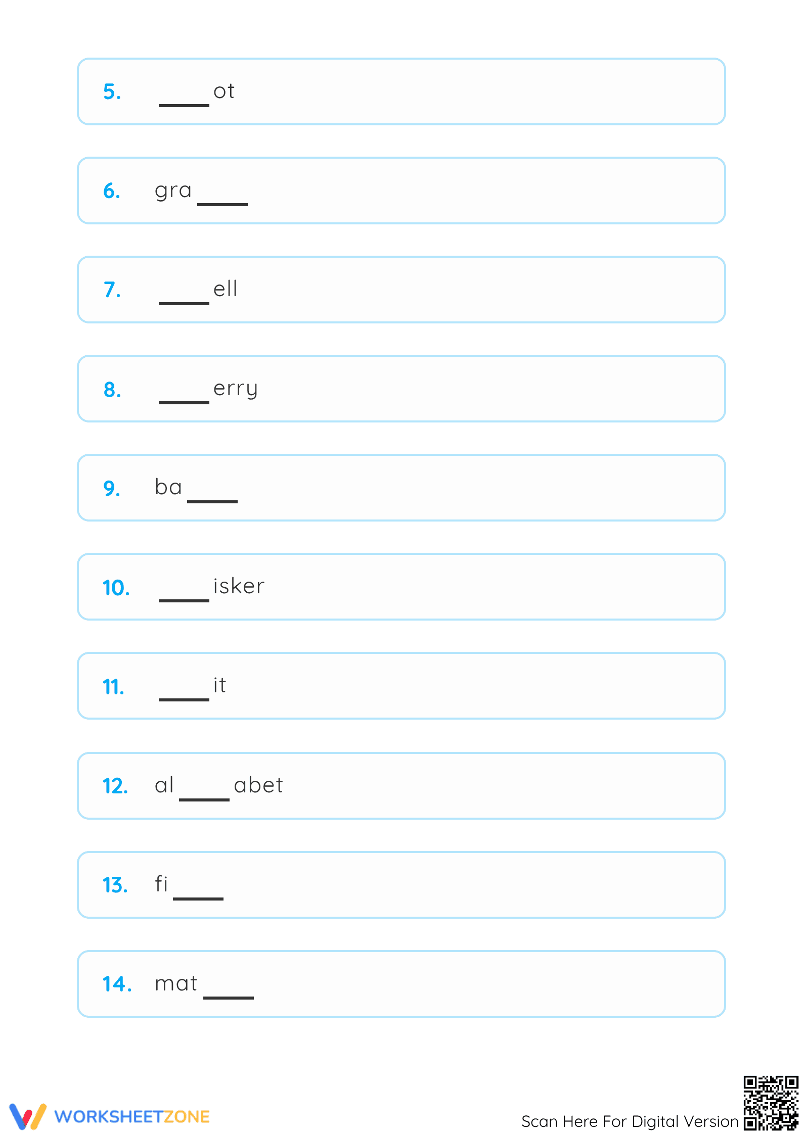 Consonant Digraphs Part 2: Missing Digraphs Phonics Worksheet - Page 2