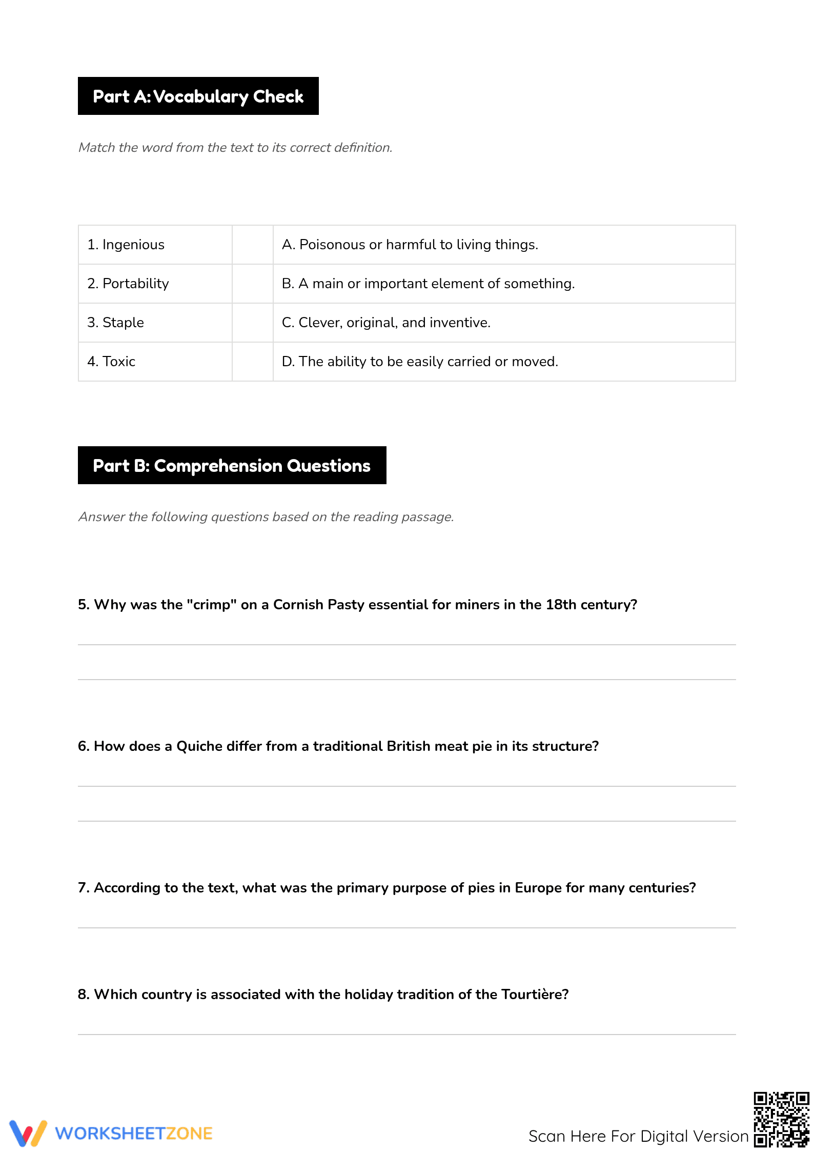 The History of Pie - Part 2: Global Savory Traditions Educational Worksheet - Page 2
