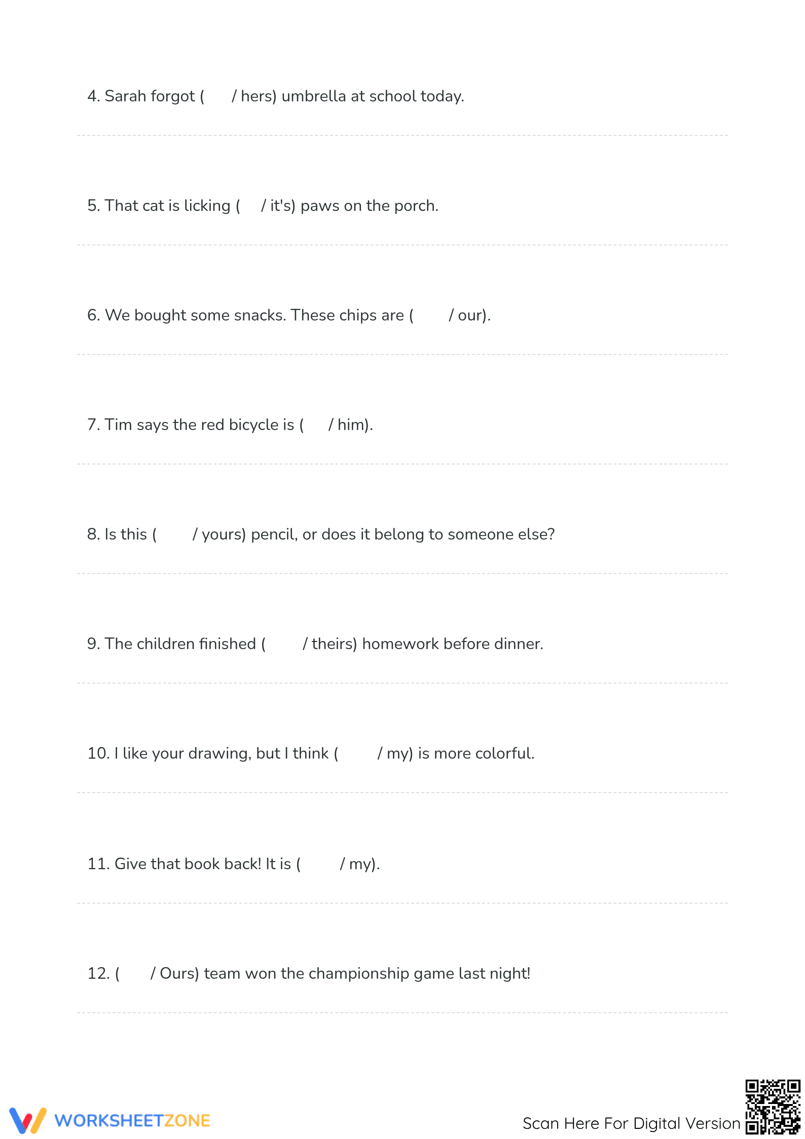 Practice Using Possessive Pronouns - Part 2 Worksheet - Page 2