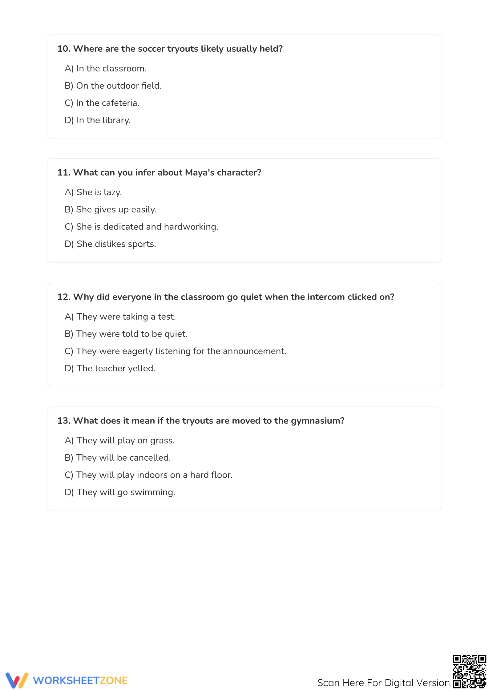 Making Inferences Quiz Part 3: The Rainy Day Tryouts - Page 4