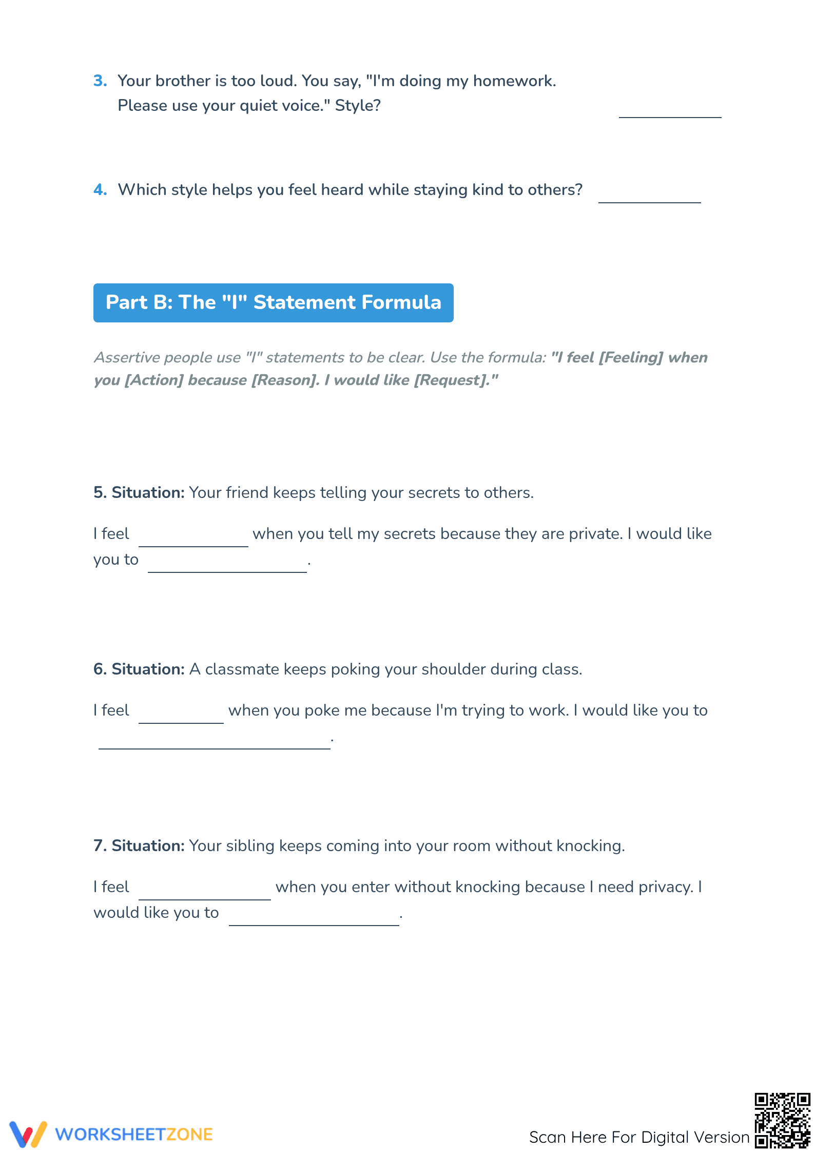 Setting Boundaries - Part 2: Assertive Communication and 'I' Statements Worksheet - Page 2