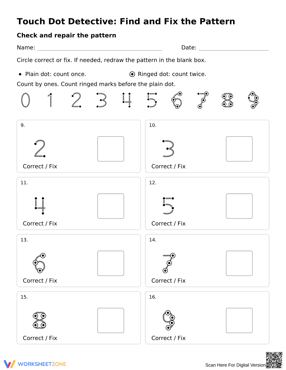 Touch Dot Detective Worksheet | Printable K Math - Page 2