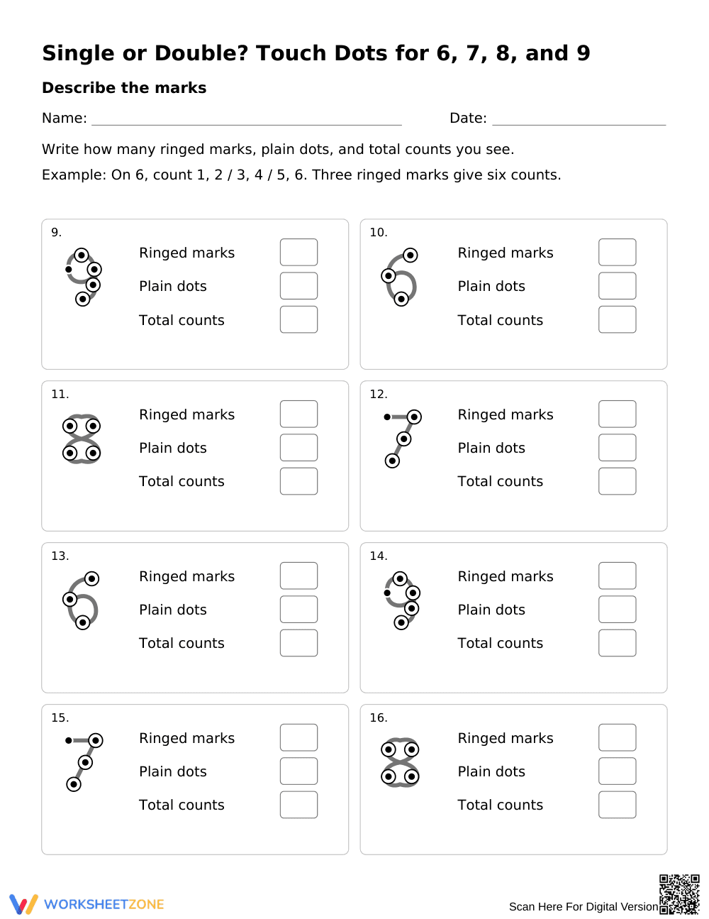 Touch Dots 6-9 Math Worksheet | Grade K Printable - Page 2