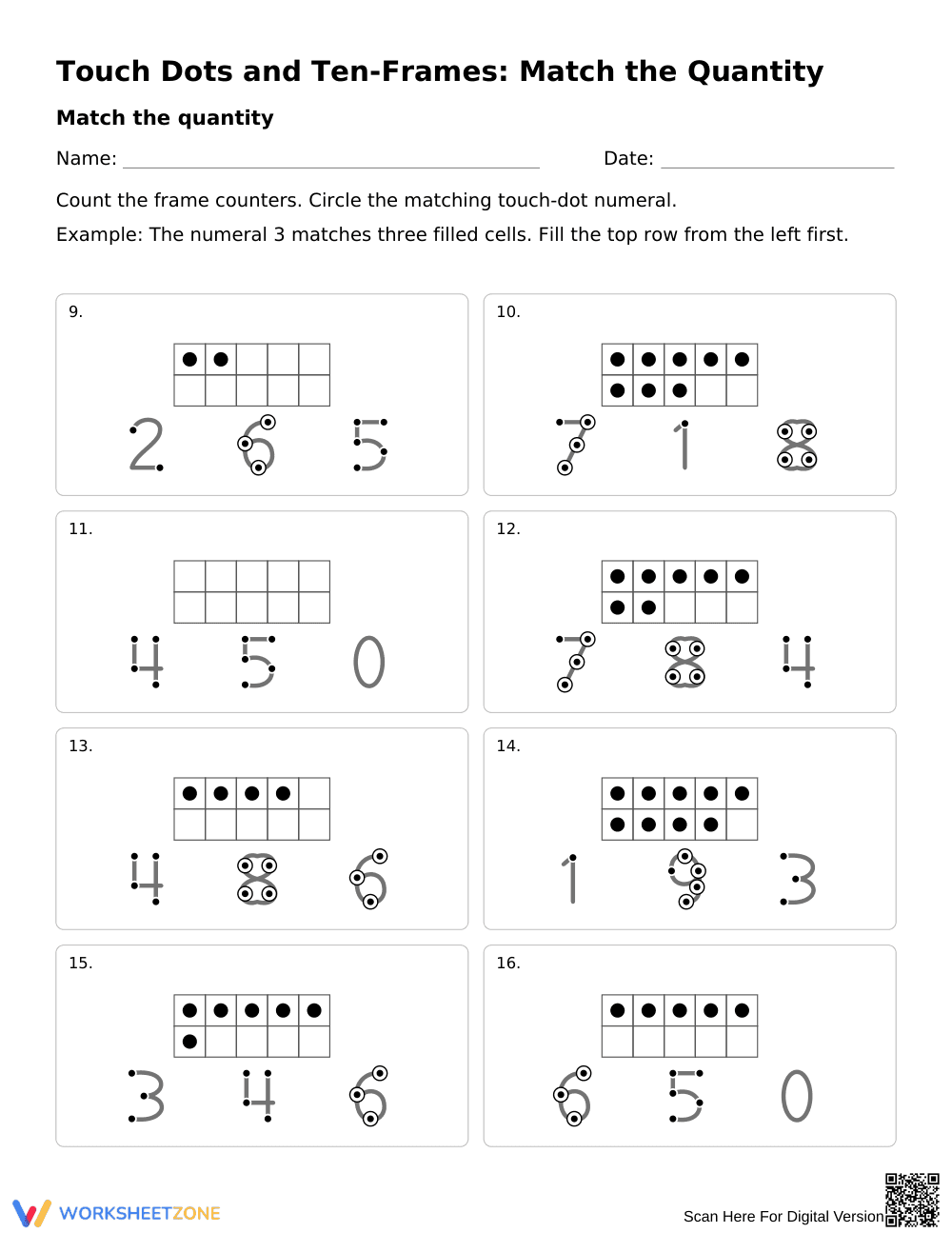 Ten-Frame Counting Worksheet | Grade K Math Printable - Page 2