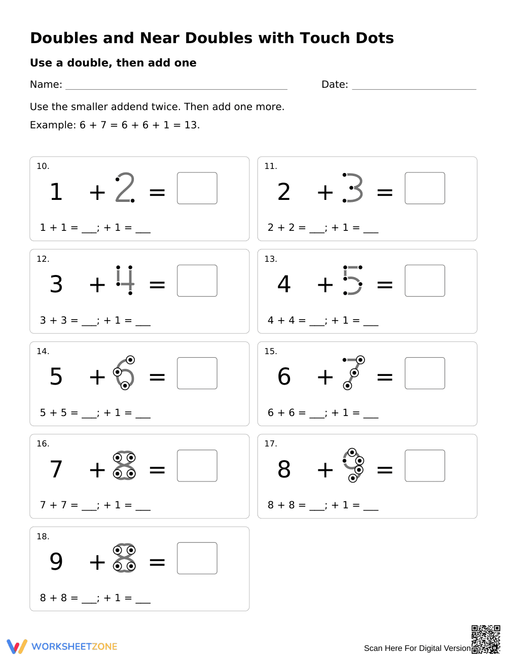 Doubles and Near Doubles Worksheet | Grade 1 Ready - Page 2