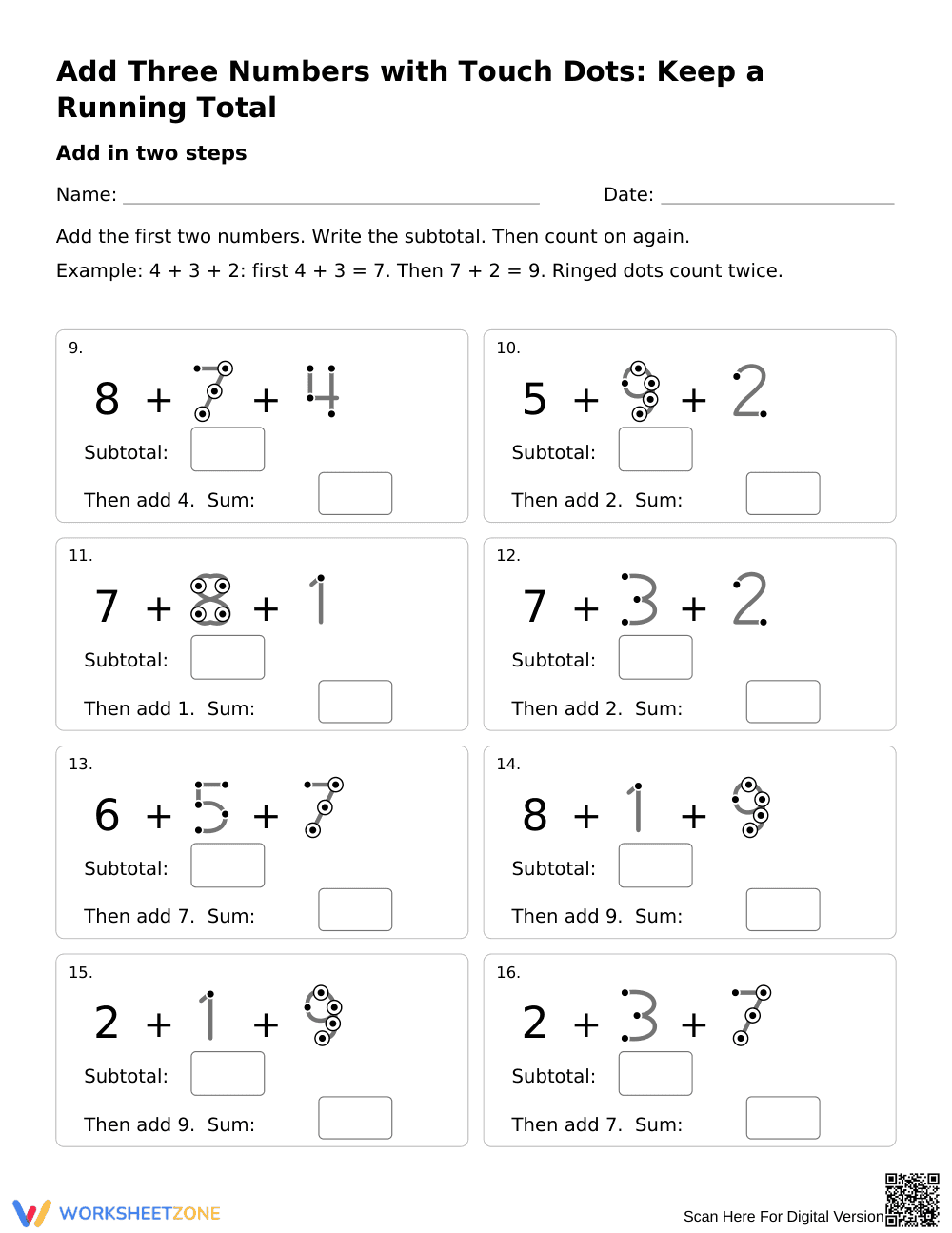 Add Three Numbers Worksheet | Grade 1 Ready - Page 2
