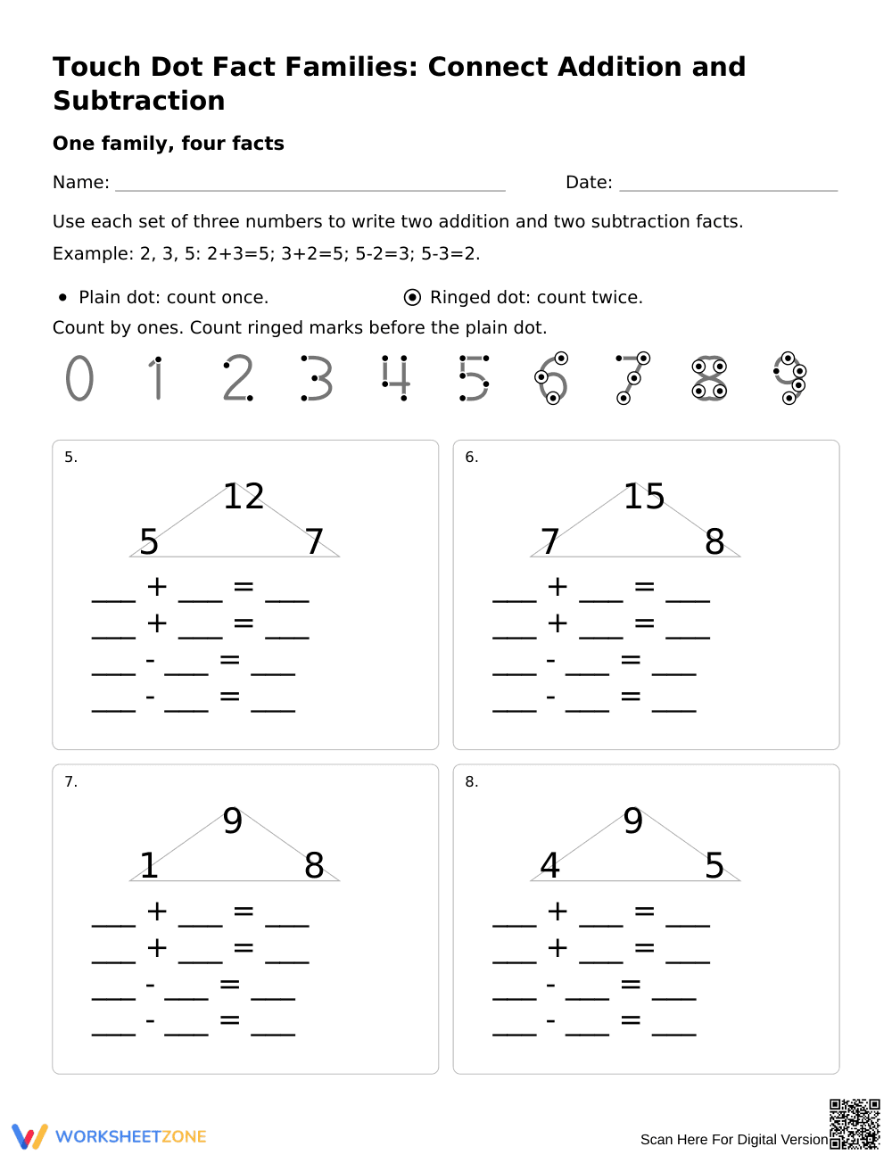 Fact Families Worksheet | Grade 1 Math Printable - Page 2