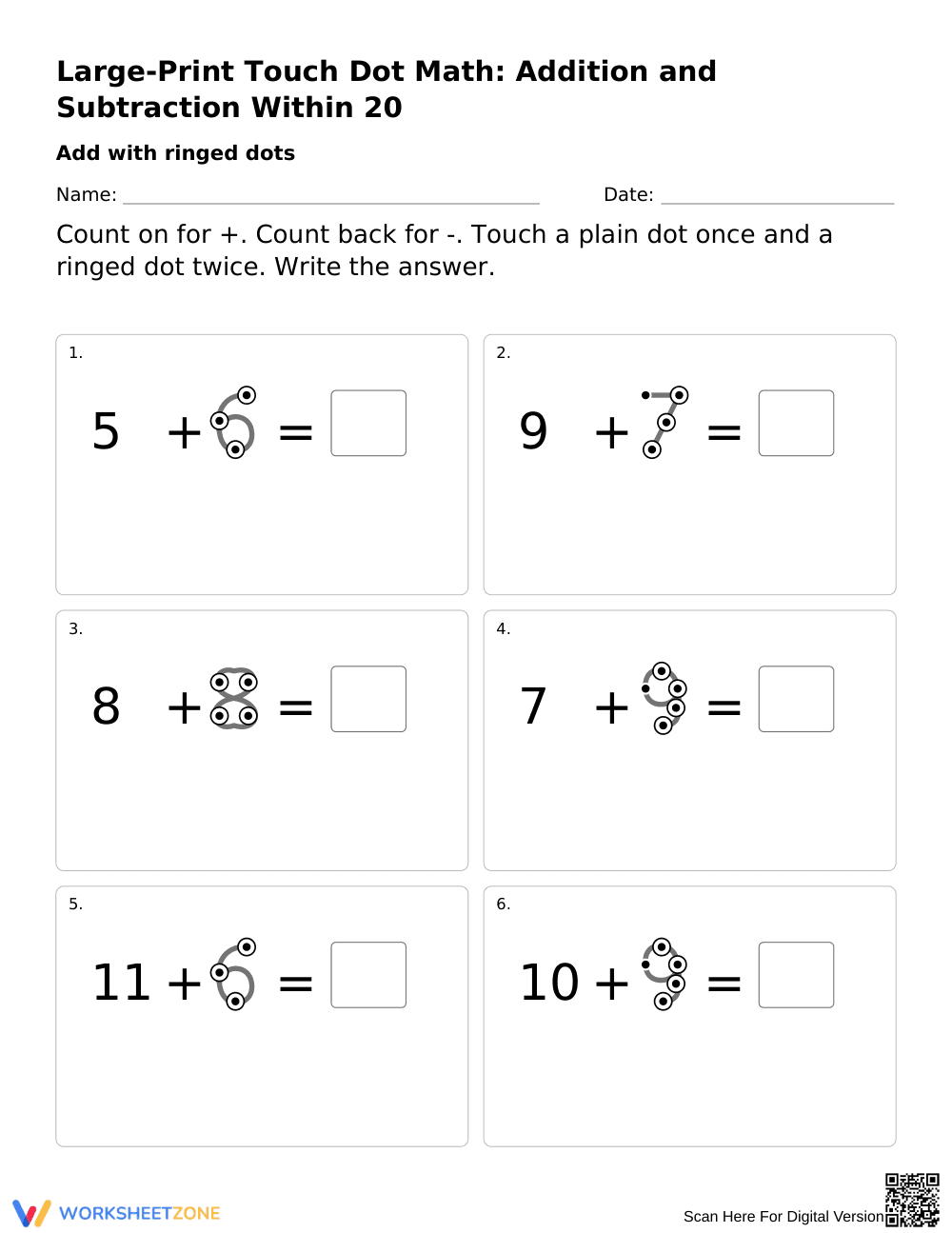 Touch Dot Math Worksheet | Grade 1 Printable Math - Page 2