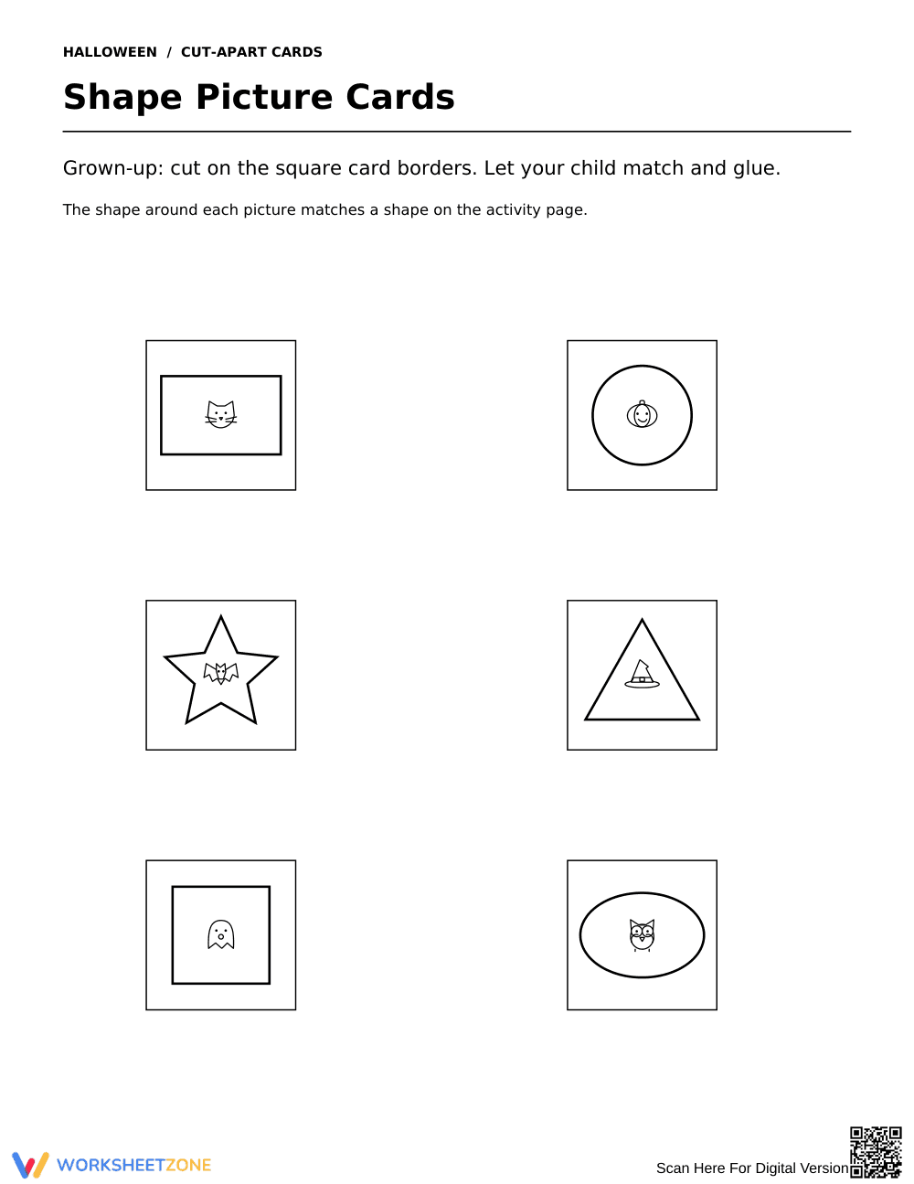 Halloween Shape Match & Paste | Printable K Math - Page 2
