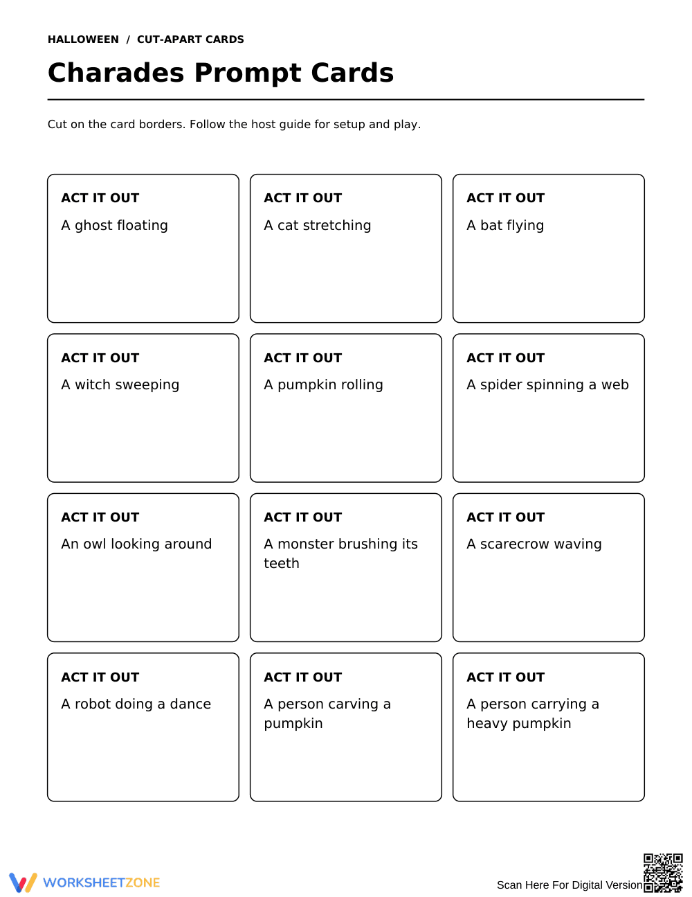 Grade 2 Halloween Charades — Printable No-Prep Worksheet - Page 2