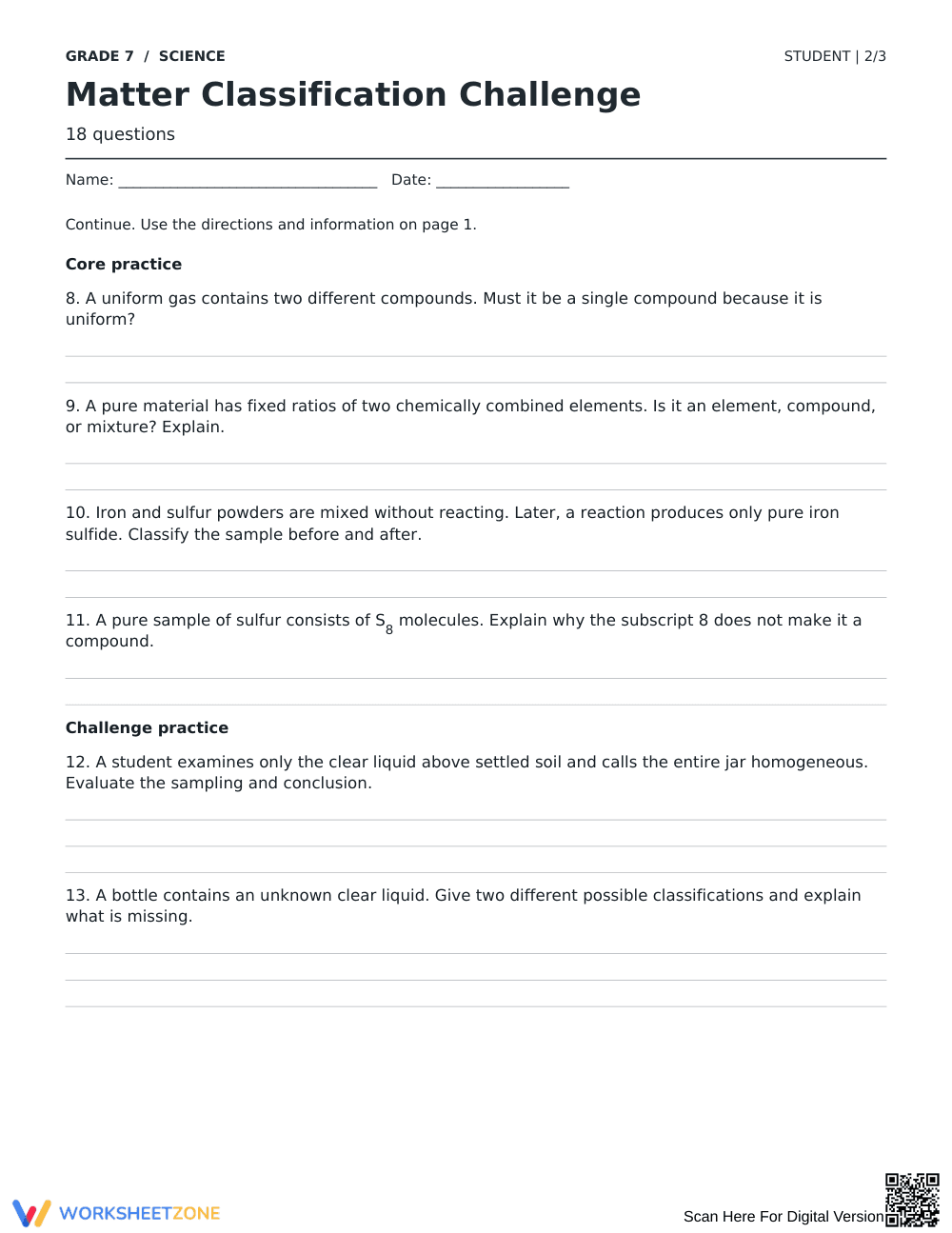 Matter Classification Worksheet | Grade 7 Essential - Page 2
