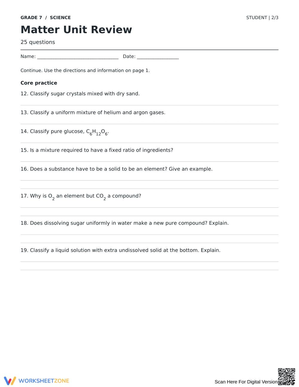Classifying Matter Worksheet | Grade 7 Science Printable - Page 2