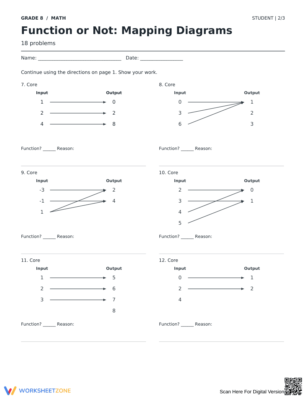 Function Mapping Diagrams Printable | Grade 8 Math - Page 2