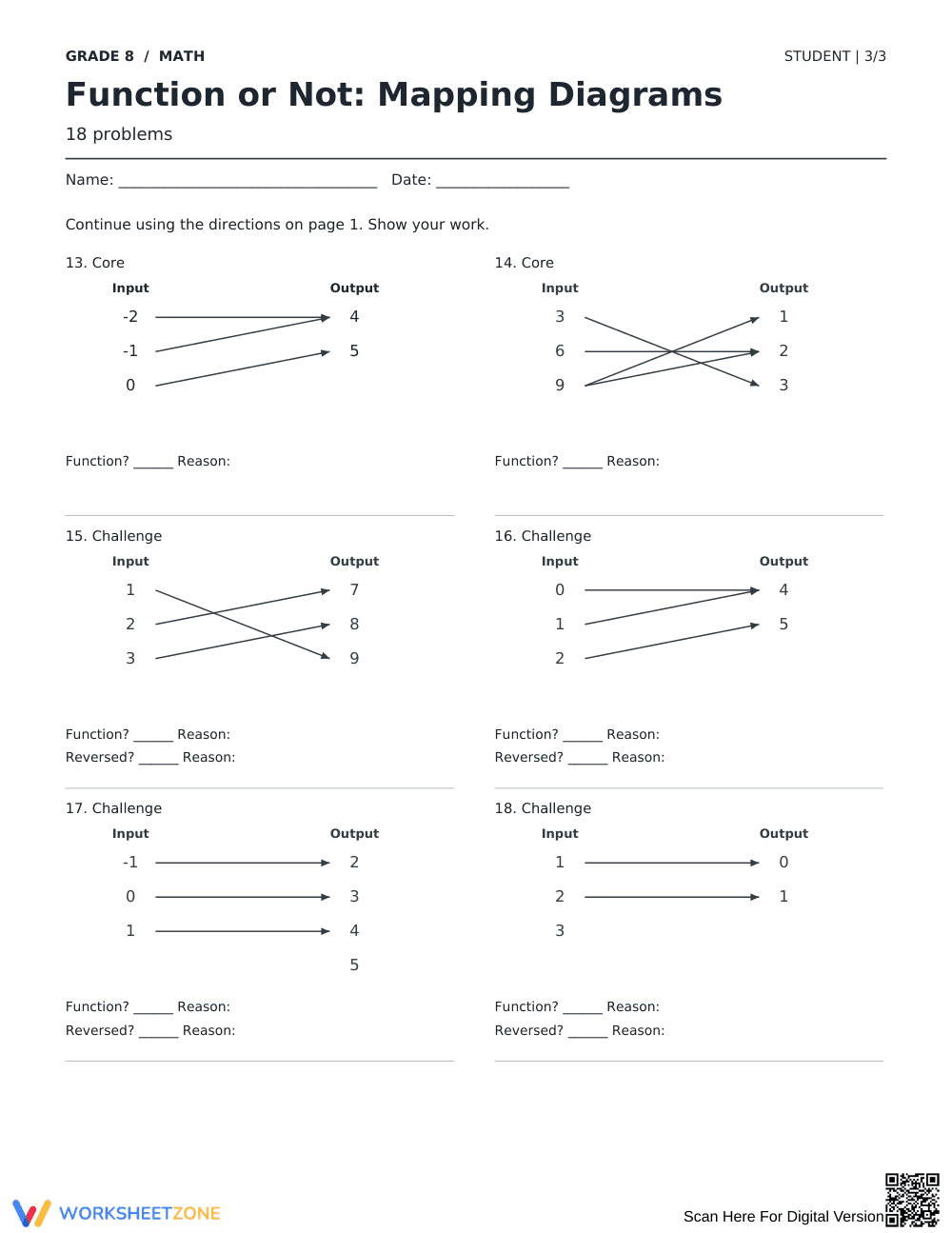 Function Mapping Diagrams Printable | Grade 8 Math - Page 3