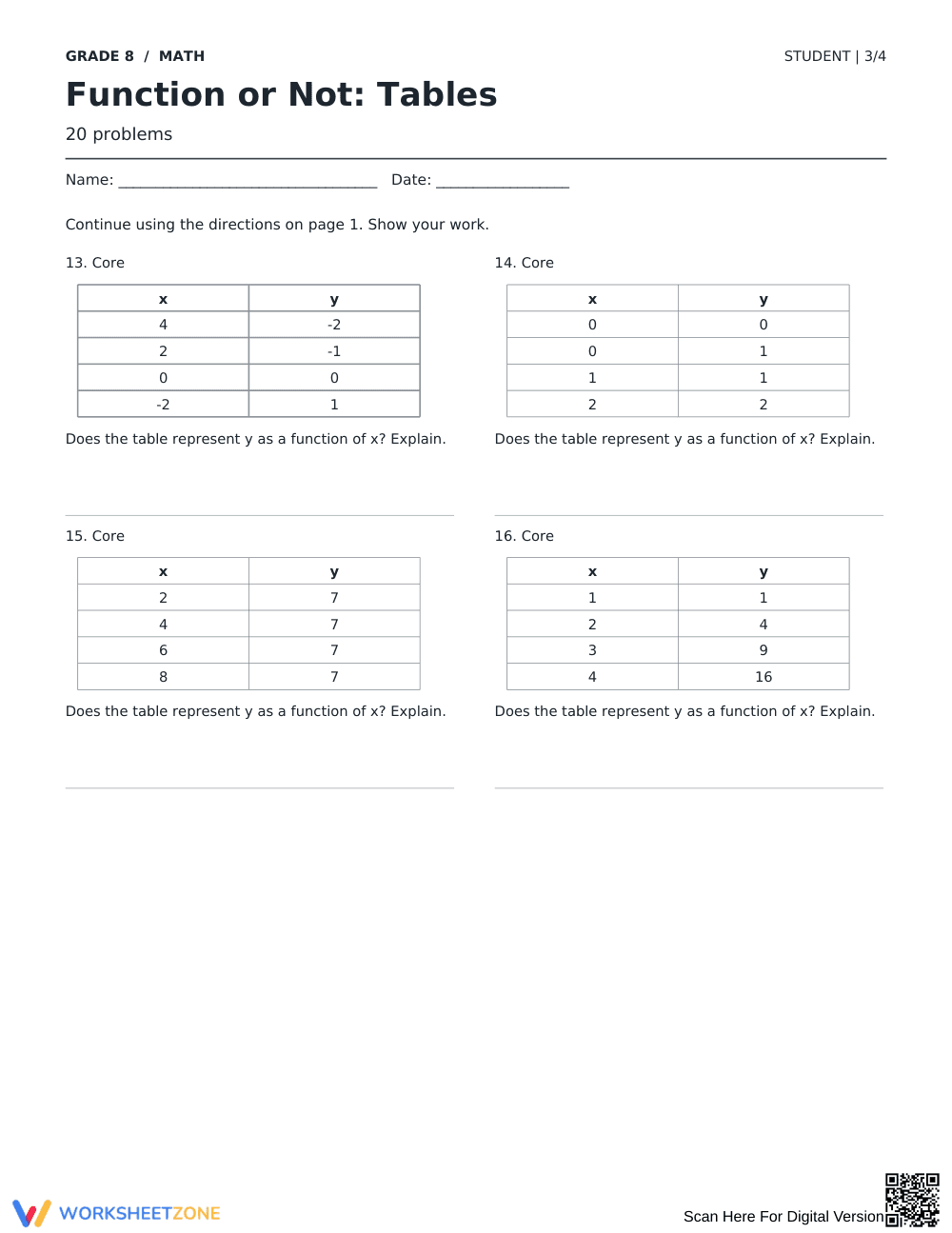 Function Tables Worksheet | Grade 8 Math Essential - Page 3