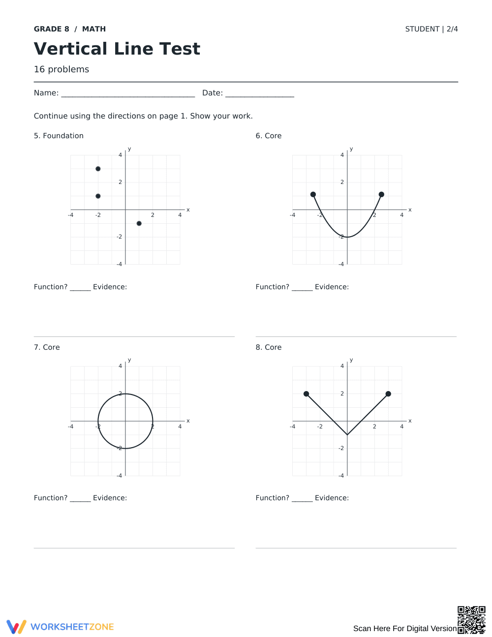 Vertical Line Test Printable | Grade 8 Math - Page 2