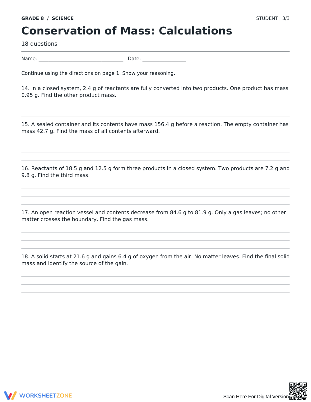 Conservation of Mass Worksheet | Grade 8 Ready - Page 3
