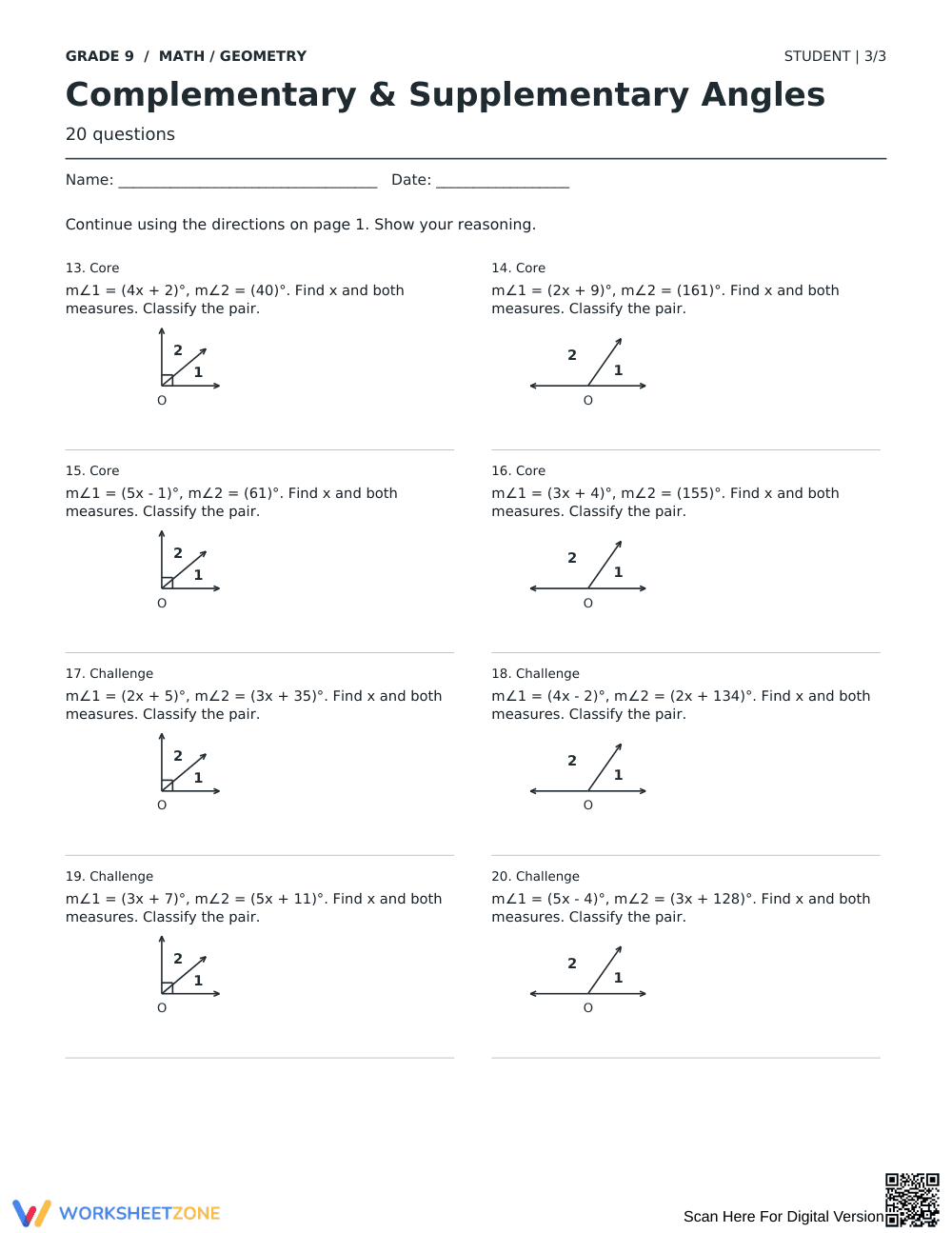 Complementary & Supplementary Angles | Grade 9 Ready - Page 3
