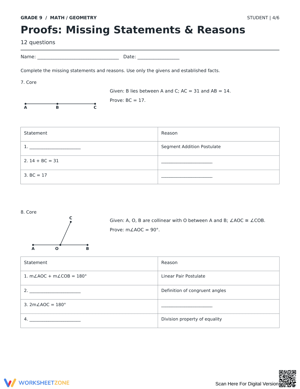 Geometry Proofs Worksheet | Printable Grade 9 Math - Page 4