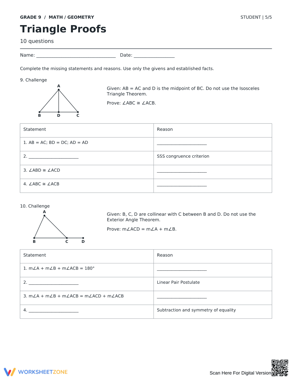 Triangle Proofs Worksheet | Grade 9 Math Ready - Page 5