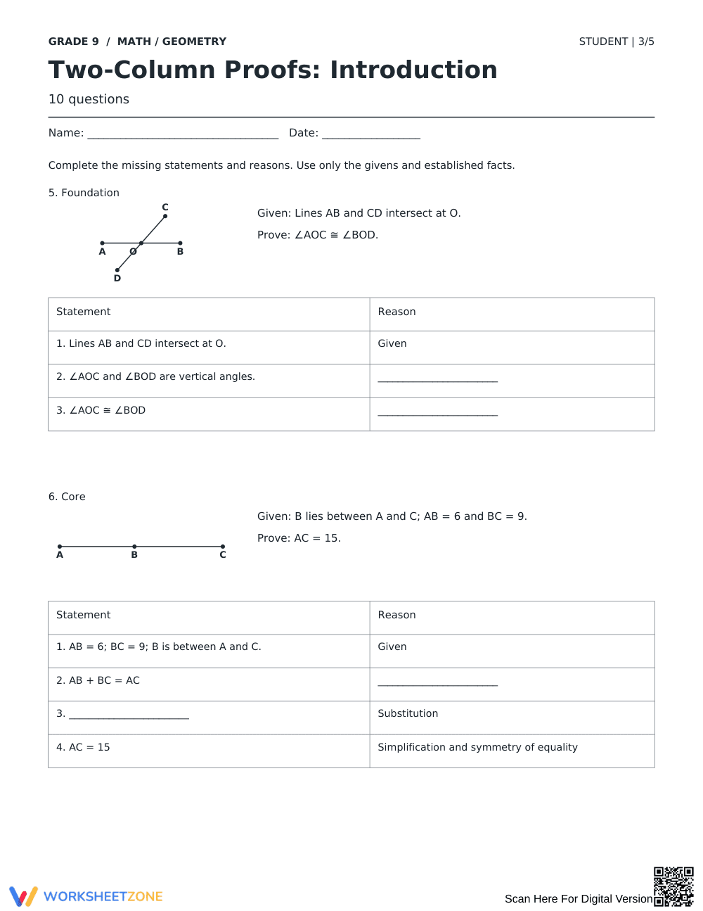 Two-Column Proofs Worksheet | Essential Grade 9 Math - Page 3