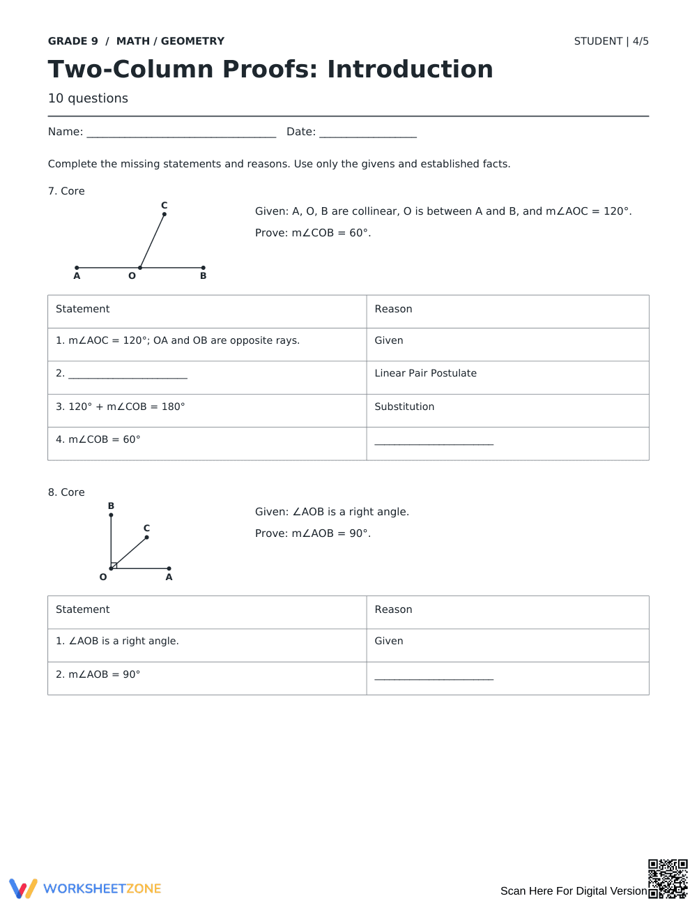 Two-Column Proofs Worksheet | Essential Grade 9 Math - Page 4