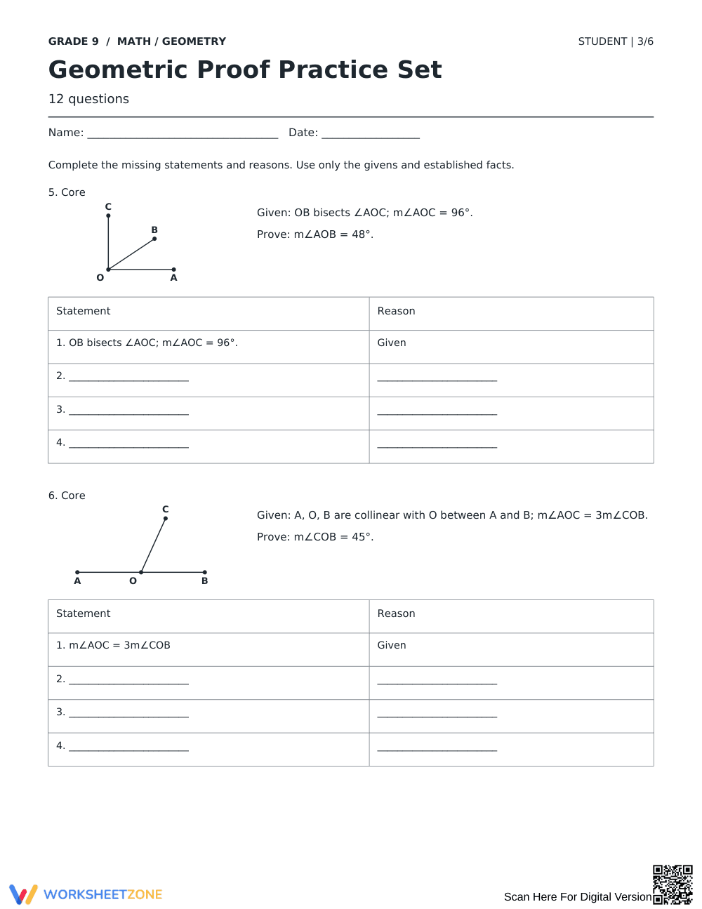 Geometric Proofs Worksheet | Complete Grade 9 Math - Page 3