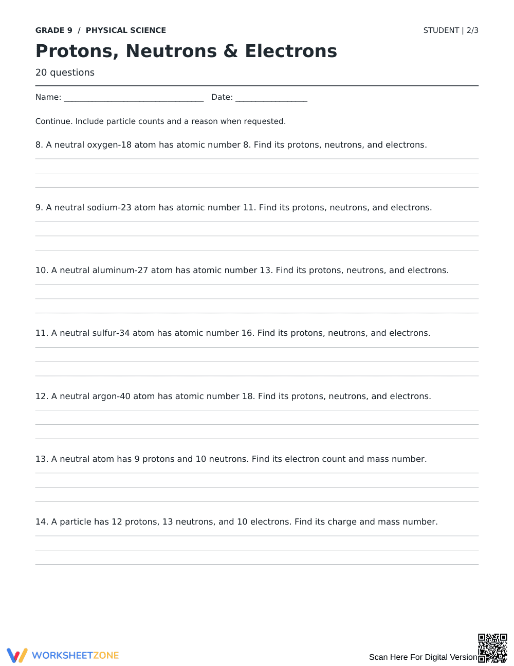 Protons Neutrons Electrons Worksheet | Grade 9 Essential - Page 2