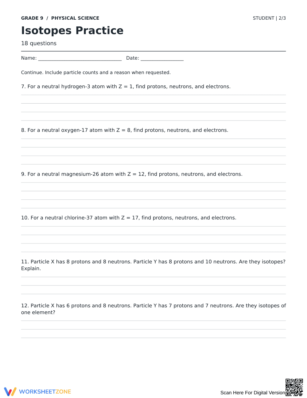 Isotopes Practice Worksheet | Grade 9 Science Essential - Page 2