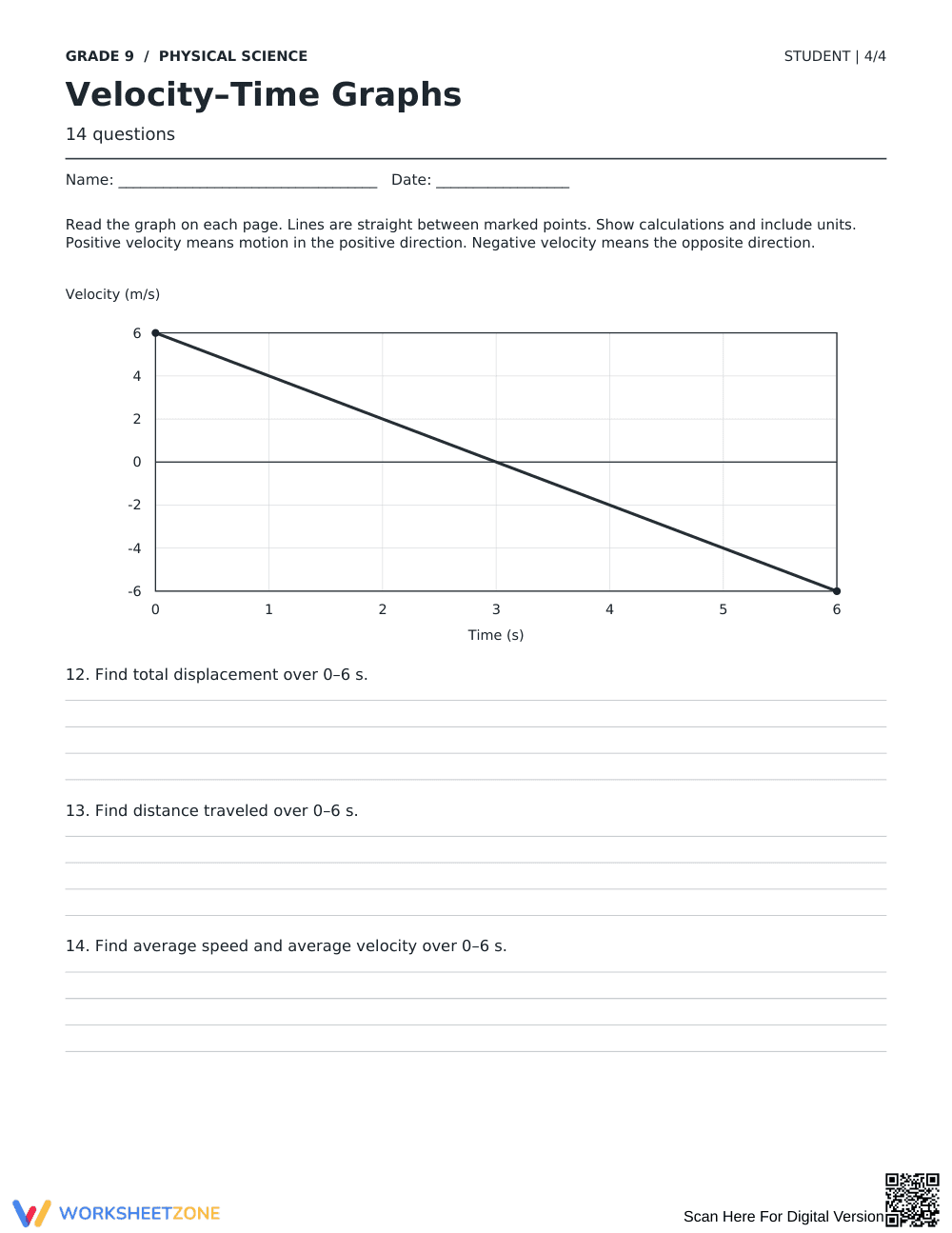 Velocity-Time Graphs Worksheet | Essential Grade 9 Science - Page 4