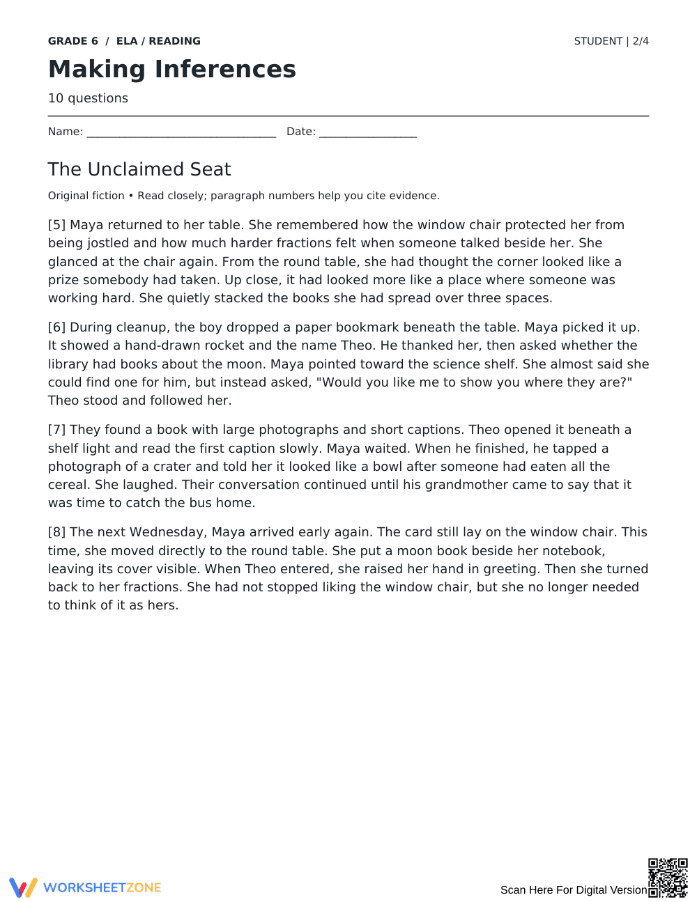 Making Inferences Worksheet | Grade 6 Reading Essential - Page 2