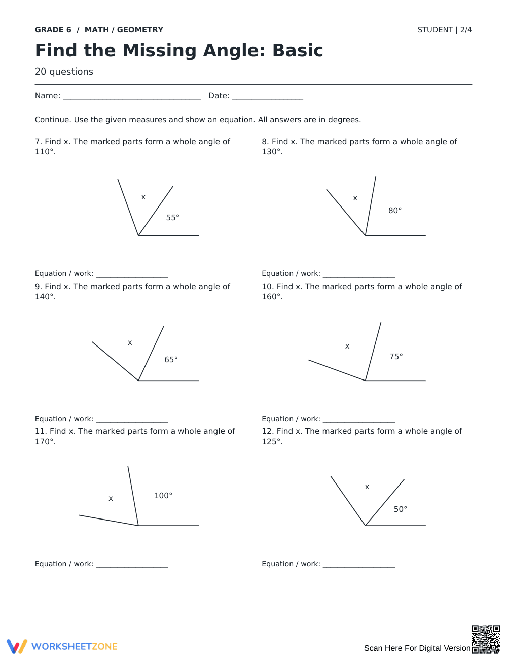 Missing Angle Worksheet | Grade 6 Math Essential - Page 2
