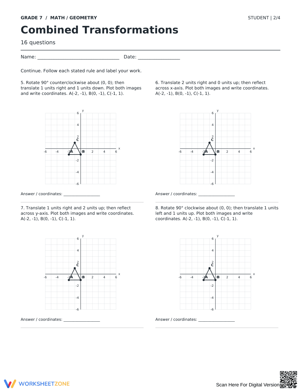 Combined Transformations Printable | Grade 7 Math - Page 2