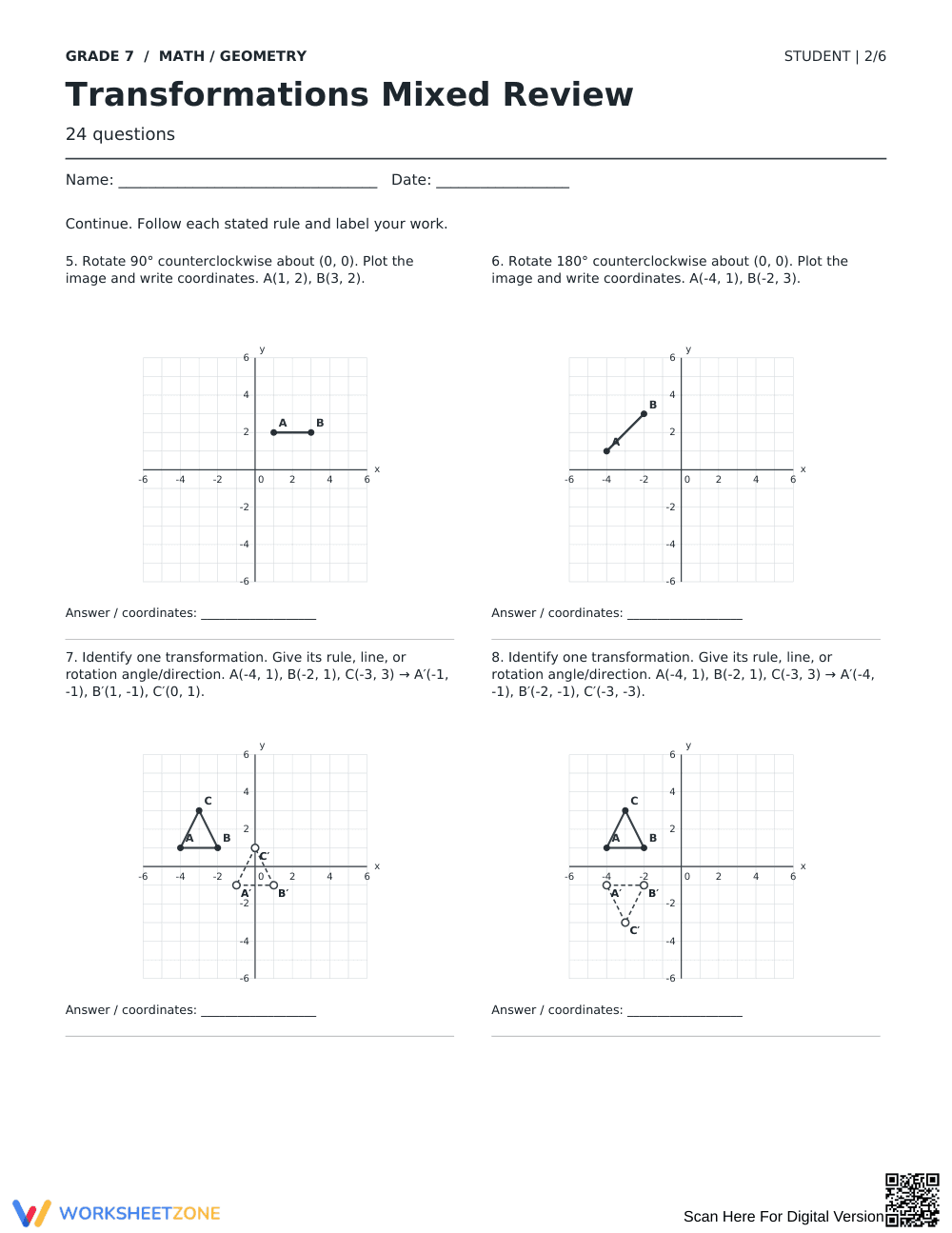 Transformations Practice Worksheet | Grade 7 Ready - Page 2