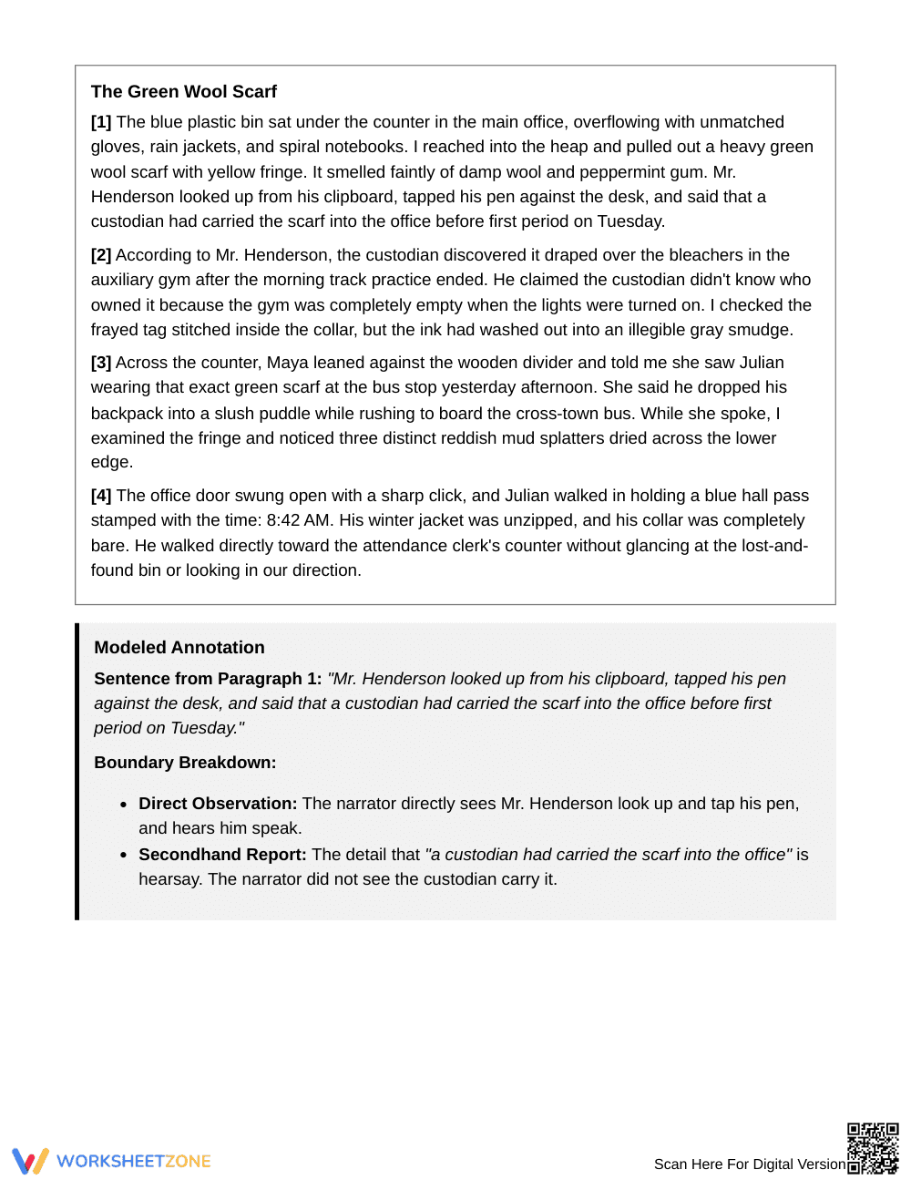 Complete Narrator Boundary Worksheet | Grade 6 ELA - Page 2