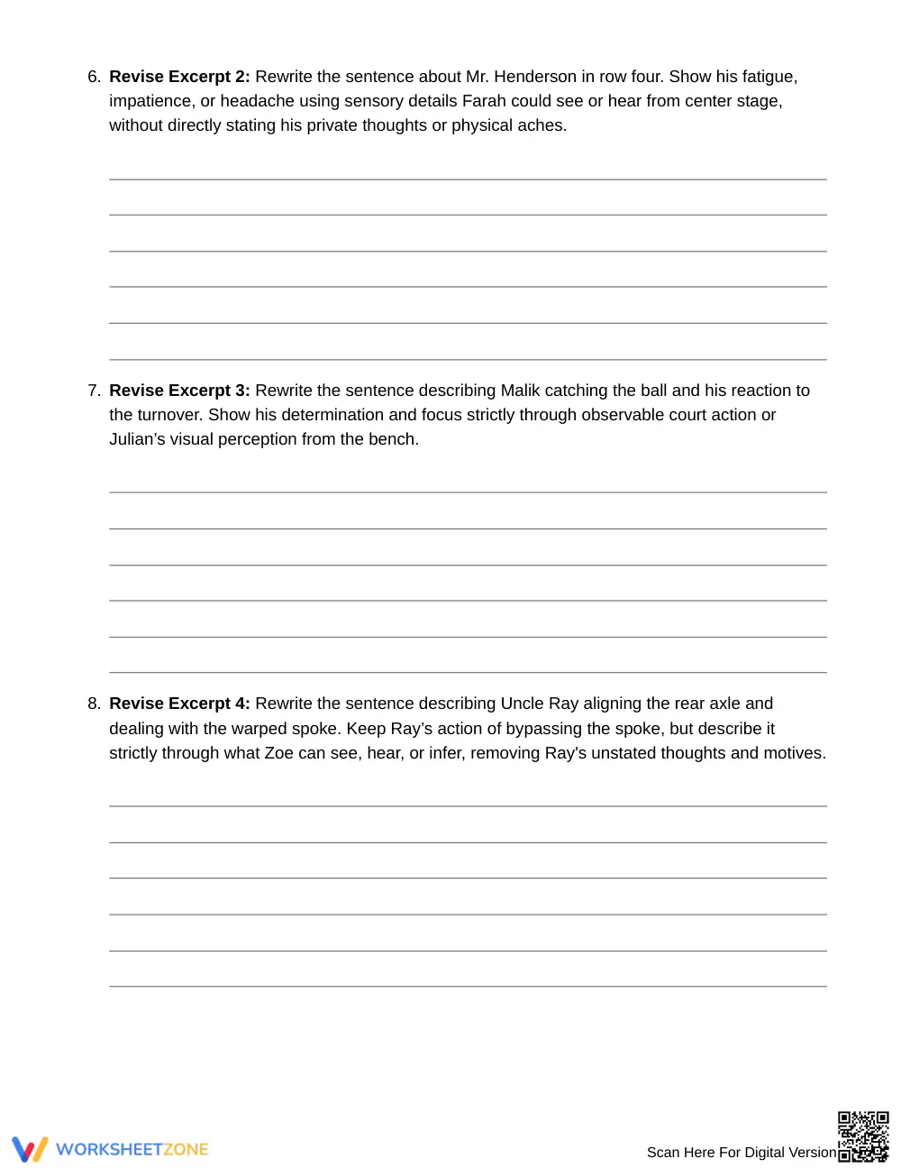 Complete Point of View Consistency Worksheet | Grade 6 ELA - Page 5